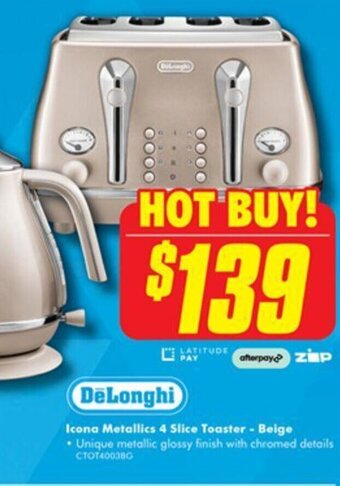 The Good Guys Icona Metallics 4 Slice Toaster - Beige offer