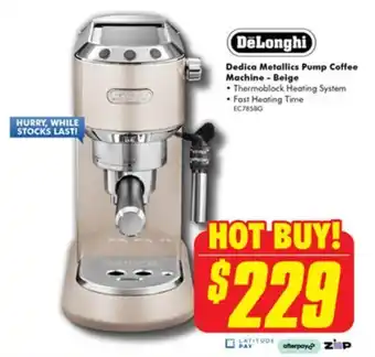 The Good Guys Dedica Metallics Pump Coffee Machine - Beige offer