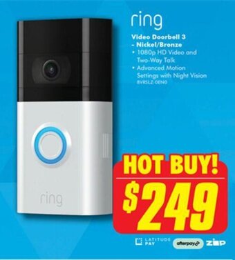 The Good Guys Video Doorbell 3 - Nickel/Bronze offer