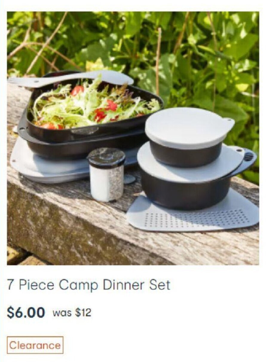 7 Piece Camp Dinner Set offer at Kmart
