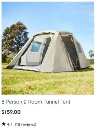 8 Person 2 Room Tunnel Tent offer at Kmart