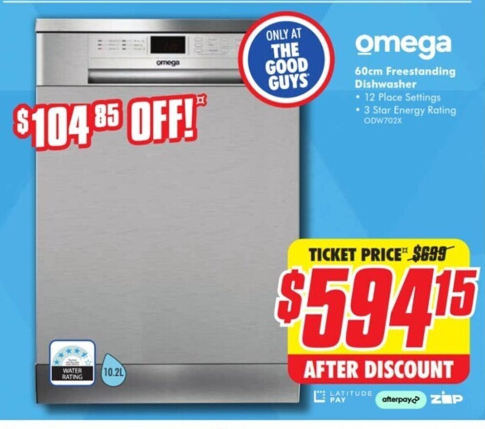 Omega 60cm Freestanding Dishwasher offer at The Good Guys