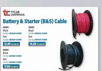 Burson Auto Parts Tycab australia battery & starter b&s cable offer