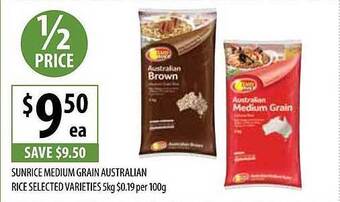 Supabarn Sunrice medium grain australian rice offer