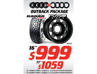 Bob Jane T-Marts 16" Wheel - PDW & Radar Tyres Outback Package offer