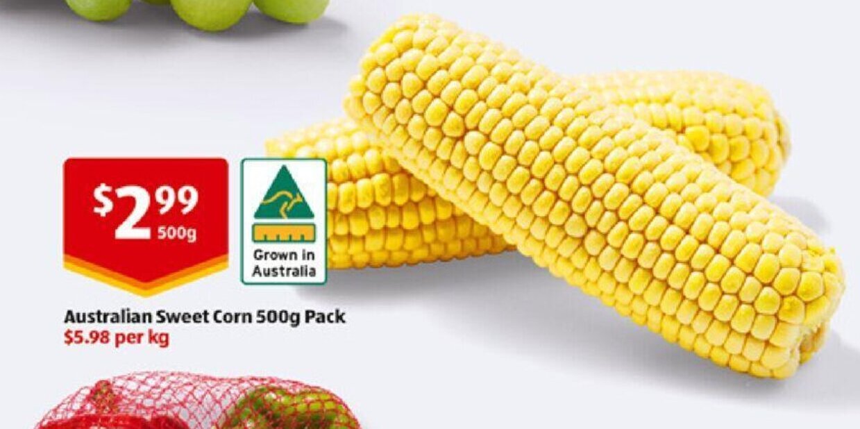 Australian Sweet Corn 500g Pack offer at ALDI