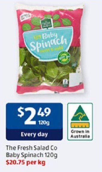 ALDI The Fresh Salad Co Baby Spinach 120g offer