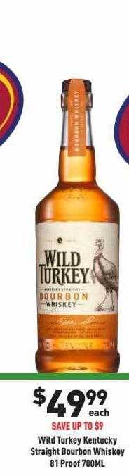 Wild turkey kentucky straight bourbon whiskey 81 proof