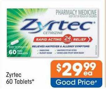 Good Price Pharmacy Zyrtec 60 tablets offer