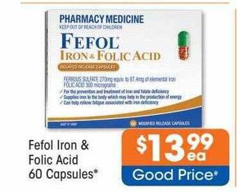 Good Price Pharmacy Fefol iron & folic acid 60 capsules offer