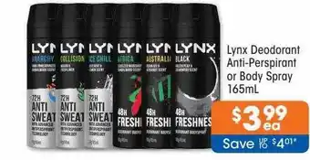 Good Price Pharmacy Lynx deodorant anti-perspirant or body spray offer
