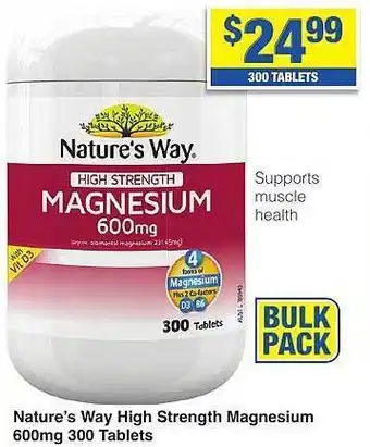 My Chemist Nature's way high strength magnesium 600mg 300 tablets offer