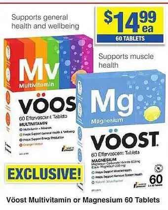 My Chemist Vöost multivitamin or magnesium 60 tablets offer