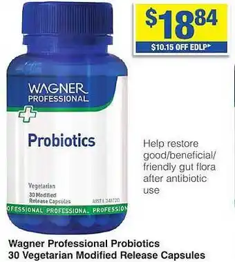 My Chemist Wagner professional probiotics 30 vegetarian modified release capsules offer