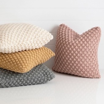Pillow Talk Popcorn knitted cushion by m.u.s.e. offer