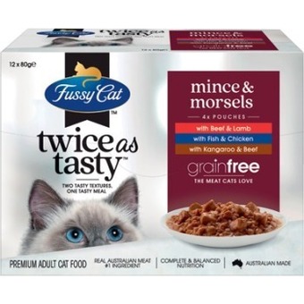 IGA Fussy cat twice as tasty wet cat food 12x80g selected varieties offer