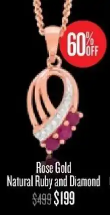Shiels Rose Gold Natural Ruby and Diamond Pendant offer