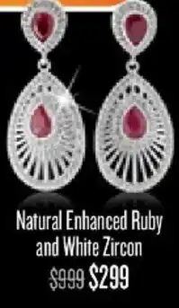 Shiels Natural Enhanced Ruby and White Zircon Earrings offer