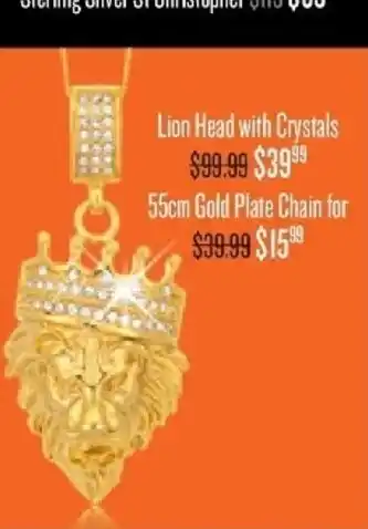 Lion Head with Crystals Pendant