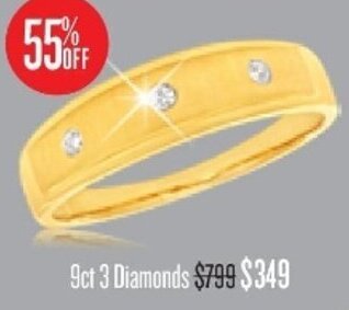 Shiels 9ct 3 Diamonds Ring offer