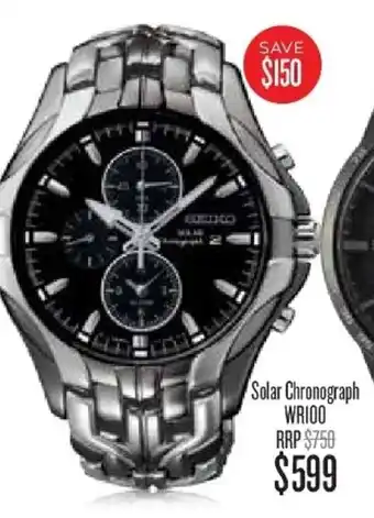 Shiels Solar Chronograph WR100 RRP Seiko Watch offer