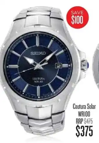Shiels Courtura Solar WR100 RRP Seiko Watch offer