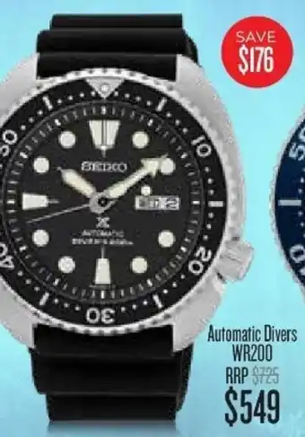 Shiels Automatic Divers WR100 RRP Seiko Watch offer