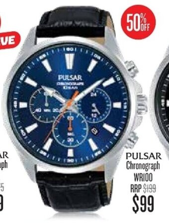 Shiels Pulsar Chronograph WR100 offer