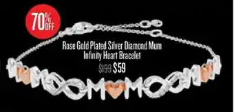 Shiels Rose Gold Plated Silver Diamond Mum Infinity Heart Bracelet offer