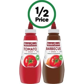 Woolworths Masterfoods tomato or barbecue sauce 475-500ml offer