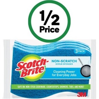 Woolworths Scotch-brite non scratch scrub sponge pk 3 offer