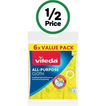 Woolworths Vileda cleaning cloth all purpose cloth pk 6 offer