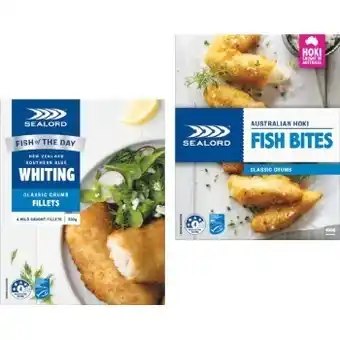 Sealord whiting fillets 300-320g or whiting or hoki bites 400g – from the freezer