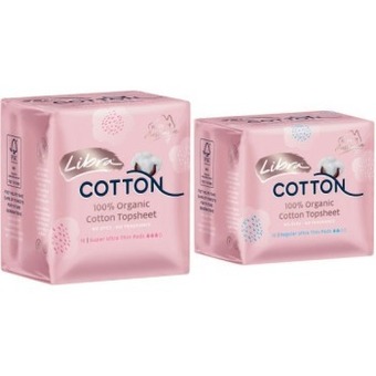 Coles Libra cotton 100% organic cotton topsheet ultra thin pads with wings regular 12 pack or super 10 pack offer