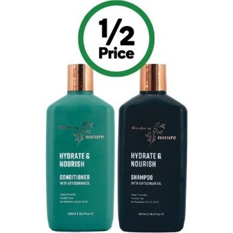 Woolworths Thanks to nature shampoo or conditioner 500ml offer