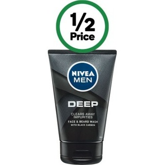 Woolworths Nivea for men deep face & beard wash 100ml offer