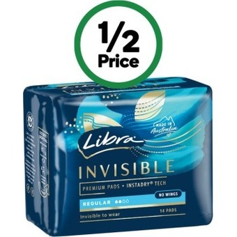Woolworths Libra invisible pads pk 10-14 offer