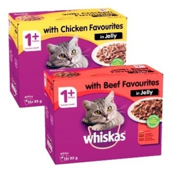 Coles Whiskas favourites cat food 12x85g offer