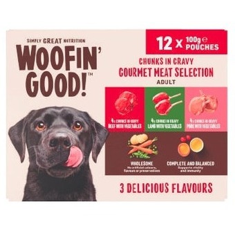 Coles Woofin' good dog food 12x100g offer
