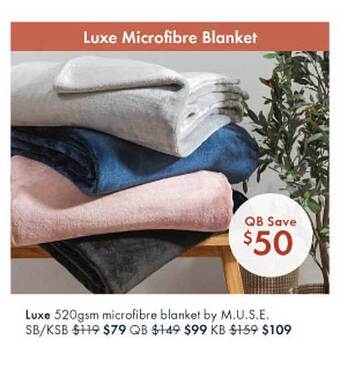 Pillow Talk Luxe microfibre blanket by muse offer