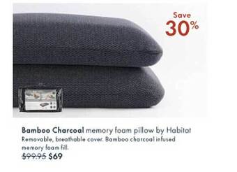 Pillow Talk Bamboo charcoal memory foam pillow by habitat offer