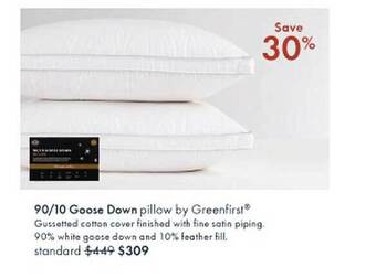 Pillow Talk 90-10 goose down pillow by greenfirst offer