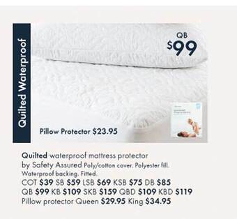 Pillow Talk Quilted waterproof mattress protector by safety assured offer