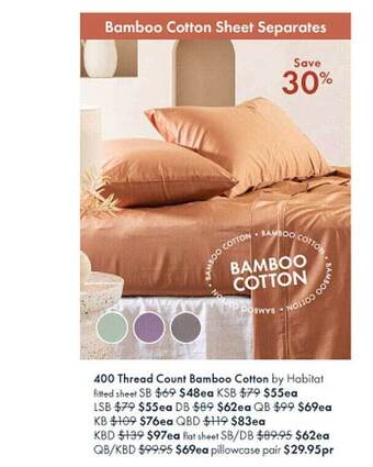 Pillow Talk 400 thread count bamboo cotton offer
