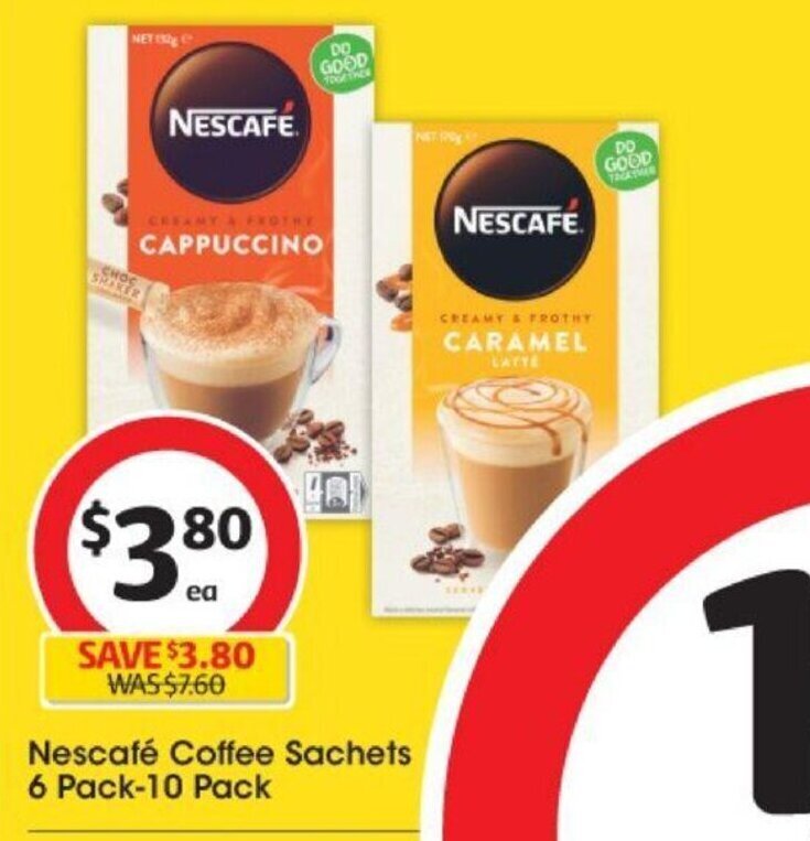 Nescafe Coffee Sachets 6 Pack 10 Pack offer at Coles
