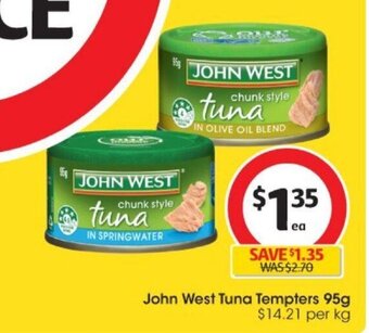 Coles John West Tuna Tempters 95g offer