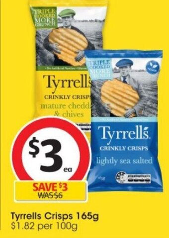 Coles Tyrrells Crisps 165g offer