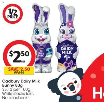 Coles Cadbury Dairy Milk Bunny 80g offer