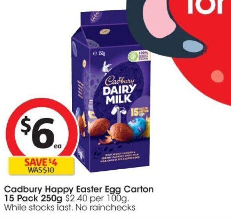 Cadbury Happy Easter Egg Carton 15 Pack 250g offer at Coles