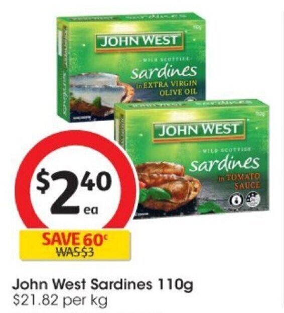 John West Sardines 110g offer at Coles